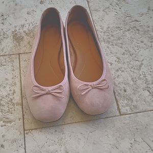 Born Womens 11 M Brin Ballet Flats Shoes Suede Slip On Bow Round Toe Pink